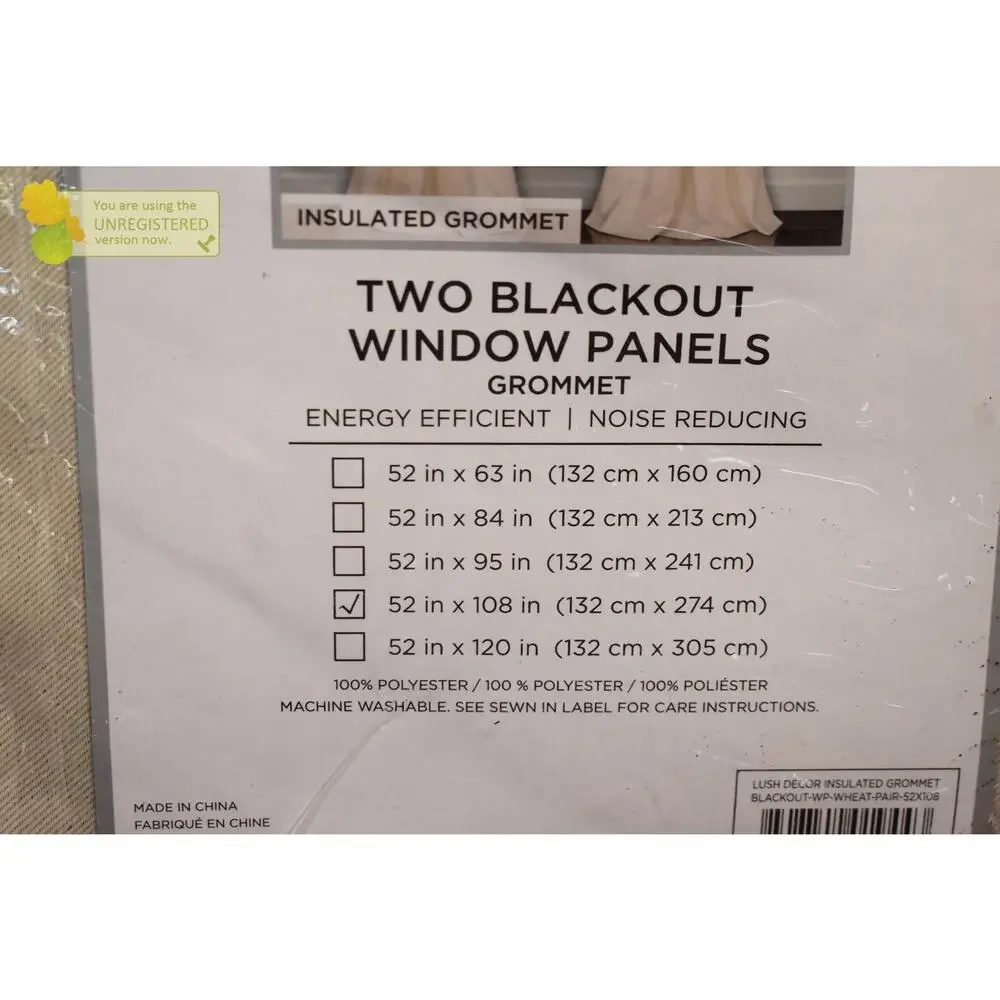 Lush Décor Set of 2 Insulated Grommet Top Blackout 52x108 Curtain Panel Neutral#